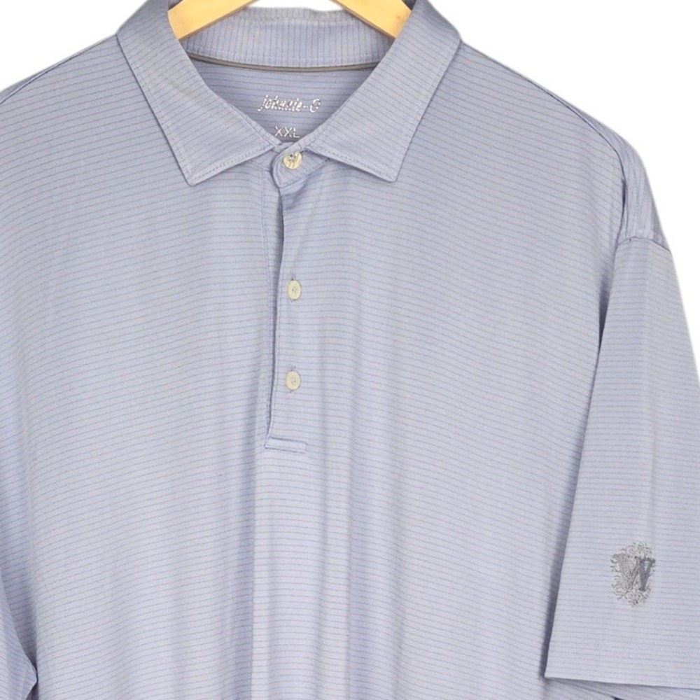 Johnnie-O Mens Golf Polo XXL Light Purple Gray Stripe Performance W Logo Shirt
